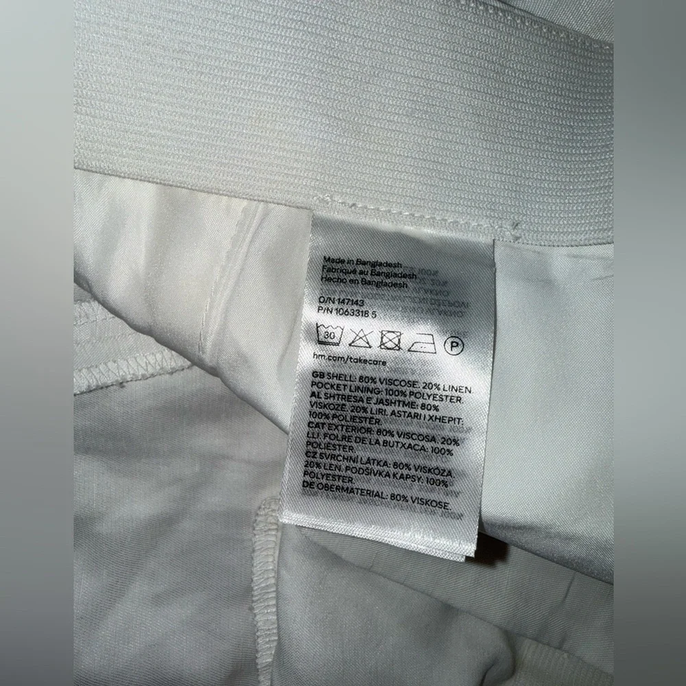 NWOT H&M White Linen Blend Trousers Wide Leg Size:20